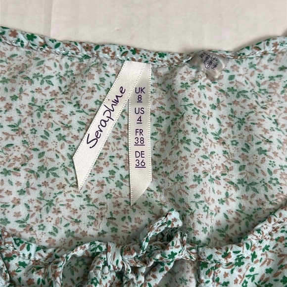 Seraphine Green Floral Button Front Maternity Dress Size 4 Short Sleeve Tiered - Picture 5 of 11